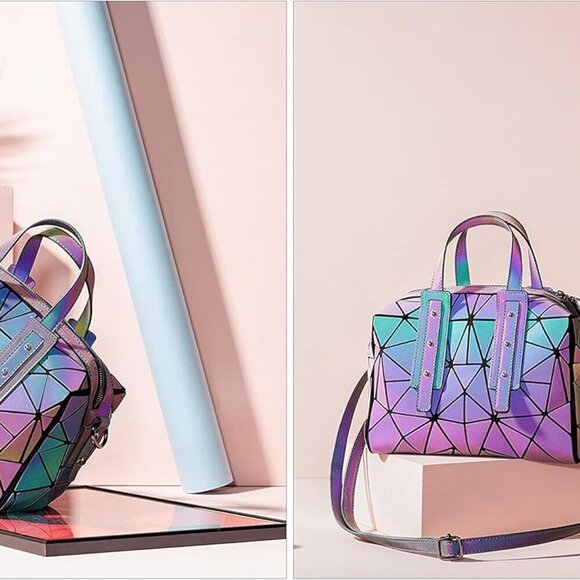 Geometric Luminous Purses Handbags Holographic Crossbody Shoulder Bag - Picture 5 of 9
